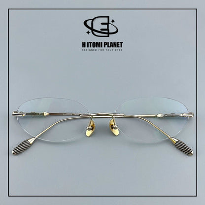 Old Money Style Pure Titanium Oval Rimless Glasses | Designer Minimalist Optical Frame for Prescription & Photochromic Lenses EO-890 - HP eyeglasses