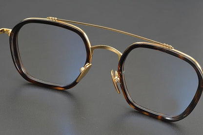 PARATESTES Double Bridge Aviator Glasses – Vintage Tortoise Full Frame - HP eyeglasses