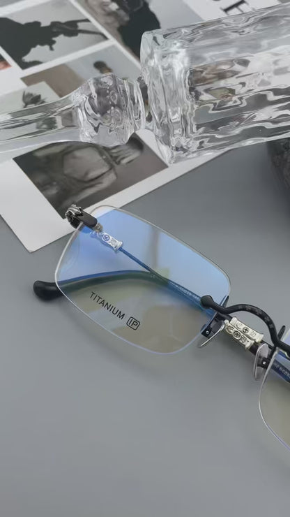 Chrome Hearts Style Pills iii Titanium Rimless Glasses | Lightweight Square Frames for Men