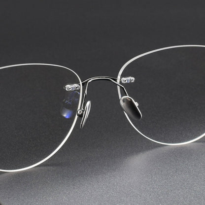 Pure Titanium Cat-Eye Rimless Glasses for Women | Ultra-Light Oval Prescription Frame 52019 - HP eyeglasses