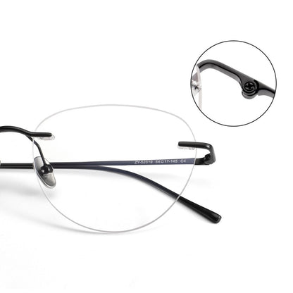 Pure Titanium Cat-Eye Rimless Glasses for Women | Ultra-Light Oval Prescription Frame 52019 - HP eyeglasses