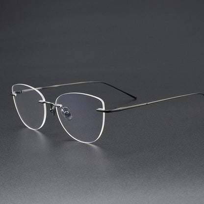 Pure Titanium Cat-Eye Rimless Glasses for Women | Ultra-Light Oval Prescription Frame 52019 - HP eyeglasses