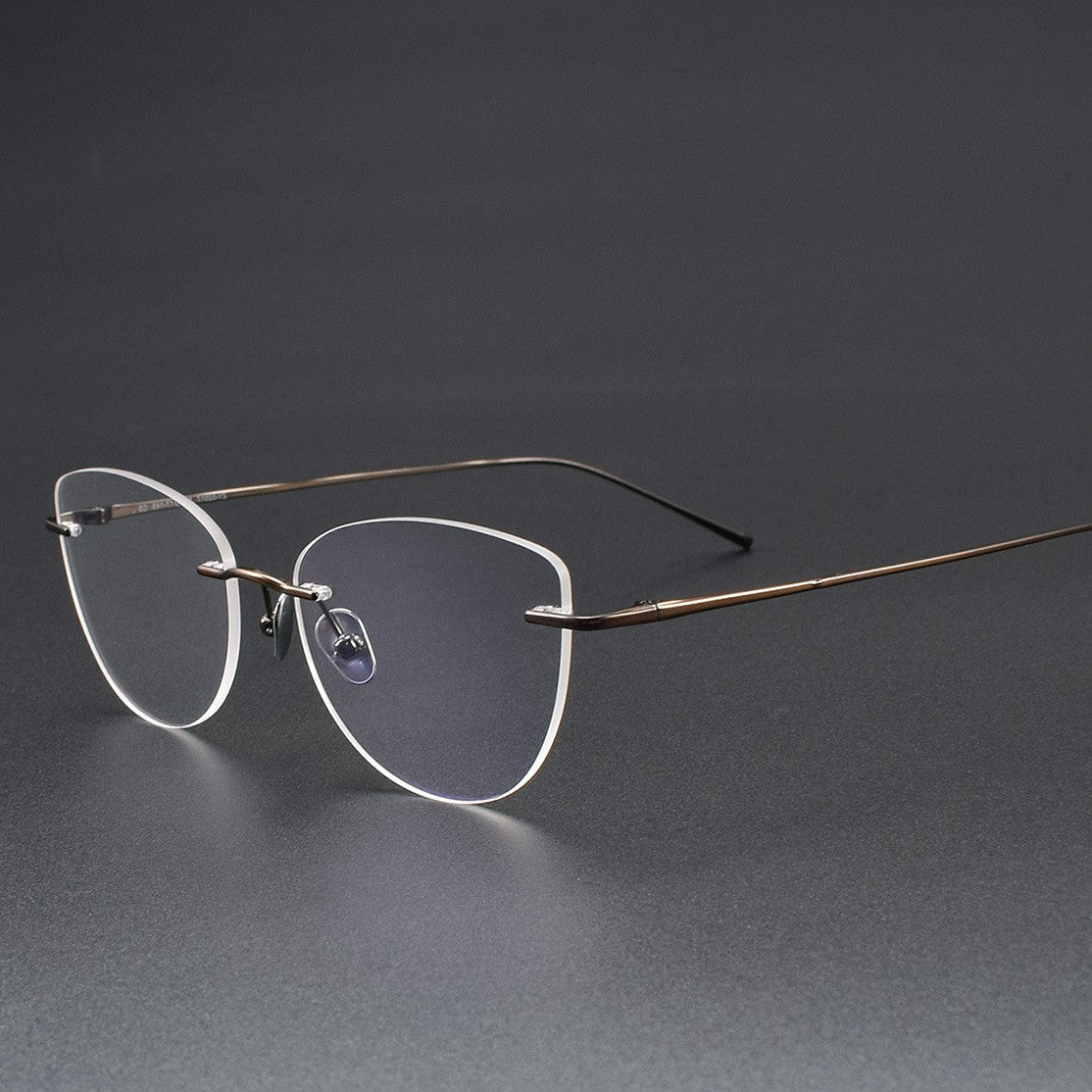 Pure Titanium Cat-Eye Rimless Glasses for Women | Ultra-Light Oval Prescription Frame 52019 - HP eyeglasses