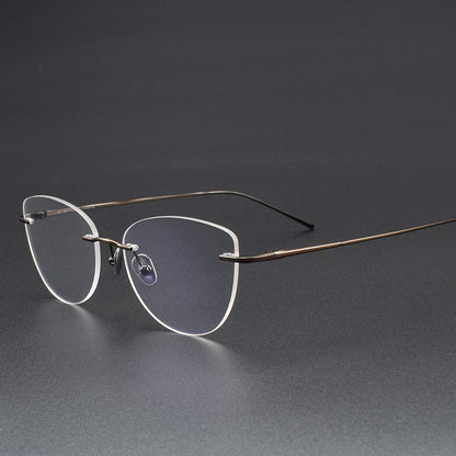 Pure Titanium Cat-Eye Rimless Glasses for Women | Ultra-Light Oval Prescription Frame 52019 - HP eyeglasses