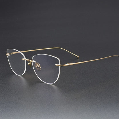 Pure Titanium Cat-Eye Rimless Glasses for Women | Ultra-Light Oval Prescription Frame 52019 - HP eyeglasses