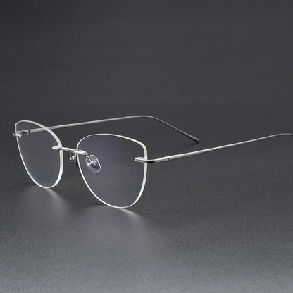 Pure Titanium Cat-Eye Rimless Glasses for Women | Ultra-Light Oval Prescription Frame 52019 - HP eyeglasses