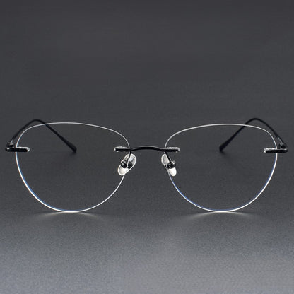 Pure Titanium Cat-Eye Rimless Glasses for Women | Ultra-Light Oval Prescription Frame 52019 - HP eyeglasses