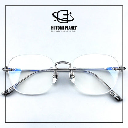 Pure Titanium Gothic Rectangular Glasses with Cross-Detail Temples – EO-896 - HP eyeglasses