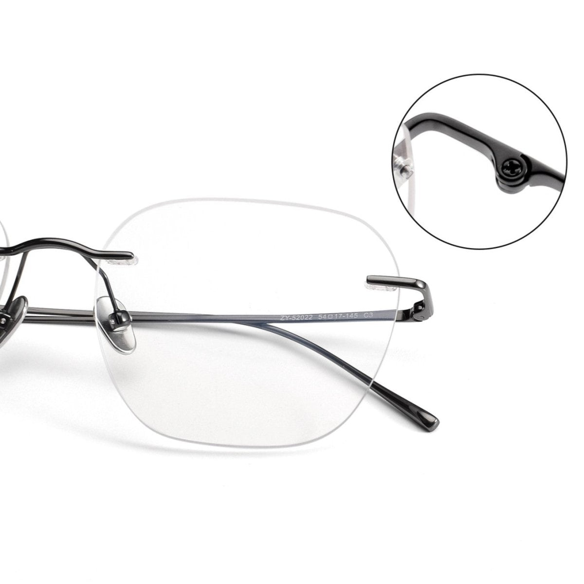 Pure Titanium Rimless Glasses for Men & Women | Minimalist Business Optical Frame ZY52022 - HP eyeglasses