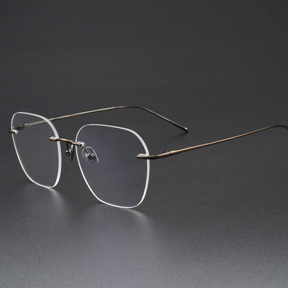 Pure Titanium Rimless Glasses for Men & Women | Minimalist Business Optical Frame ZY52022 - HP eyeglasses