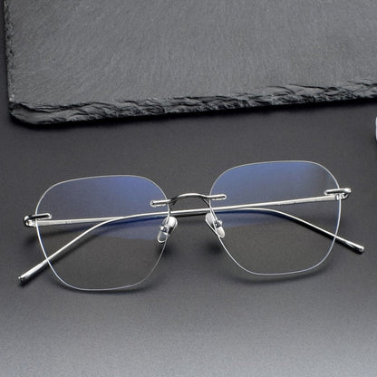 Pure Titanium Rimless Glasses for Men & Women | Minimalist Business Optical Frame ZY52022 - HP eyeglasses