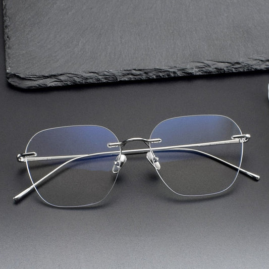 Pure Titanium Rimless Glasses for Men & Women | Minimalist Business Optical Frame ZY52022 - HP eyeglasses