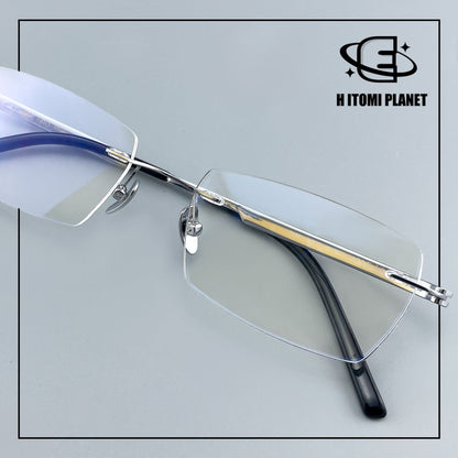 Pure Titanium Rimless Glasses for Men & Women | Ultra-Light Business Prescription Eyeglasses EO-6001 - HP eyeglasses