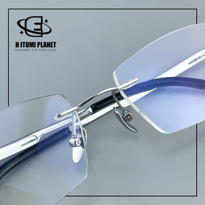 Pure Titanium Rimless Glasses for Men & Women | Ultra-Light Business Prescription Eyeglasses EO-6001 - HP eyeglasses