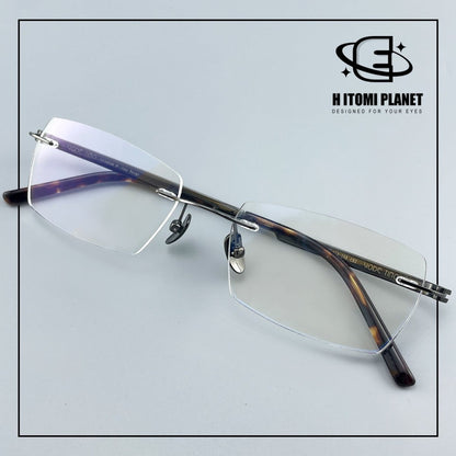Pure Titanium Rimless Glasses for Men & Women | Ultra-Light Business Prescription Eyeglasses EO-6001 - HP eyeglasses