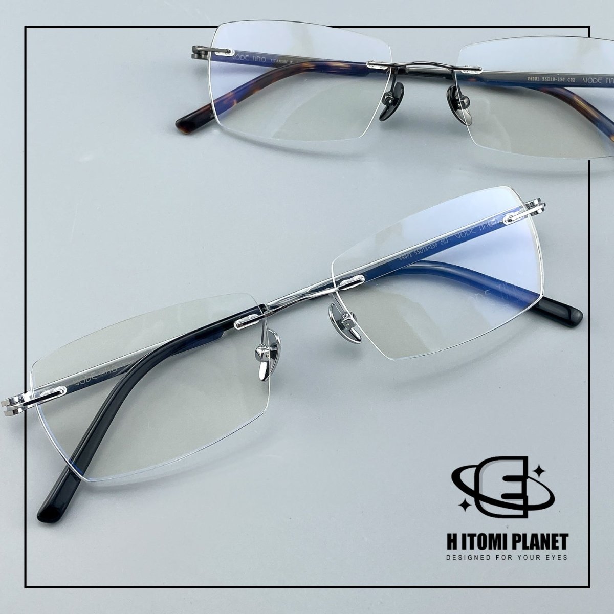 Pure Titanium Rimless Glasses for Men & Women | Ultra-Light Business Prescription Eyeglasses EO-6001 - HP eyeglasses