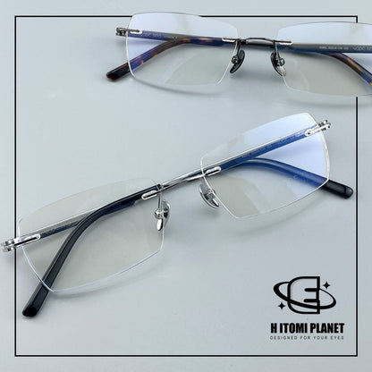 Pure Titanium Rimless Glasses for Men & Women | Ultra-Light Business Prescription Eyeglasses EO-6001 - HP eyeglasses