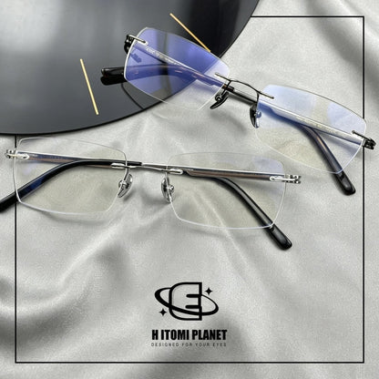 Pure Titanium Rimless Glasses for Men & Women | Ultra-Light Business Prescription Eyeglasses EO-6001 - HP eyeglasses