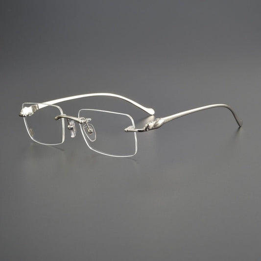 Pure Titanium Rimless Square Glasses with Panther Head Design | Premium Prescription Eyewear – CT0061O - HP eyeglasses