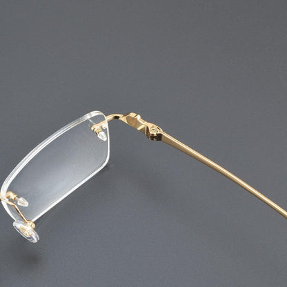 Pure Titanium Rimless Square Glasses with Panther Head Design | Premium Prescription Eyewear – CT0061O - HP eyeglasses