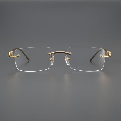 Pure Titanium Rimless Square Glasses with Panther Head Design | Premium Prescription Eyewear – CT0061O - HP eyeglasses