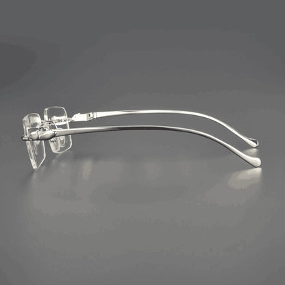 Pure Titanium Rimless Square Glasses with Panther Head Design | Premium Prescription Eyewear – CT0061O - HP eyeglasses