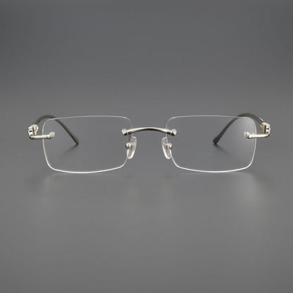 Pure Titanium Rimless Square Glasses with Panther Head Design | Premium Prescription Eyewear – CT0061O - HP eyeglasses