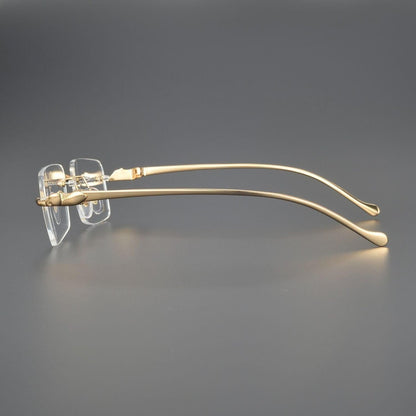 Pure Titanium Rimless Square Glasses with Panther Head Design | Premium Prescription Eyewear – CT0061O - HP eyeglasses