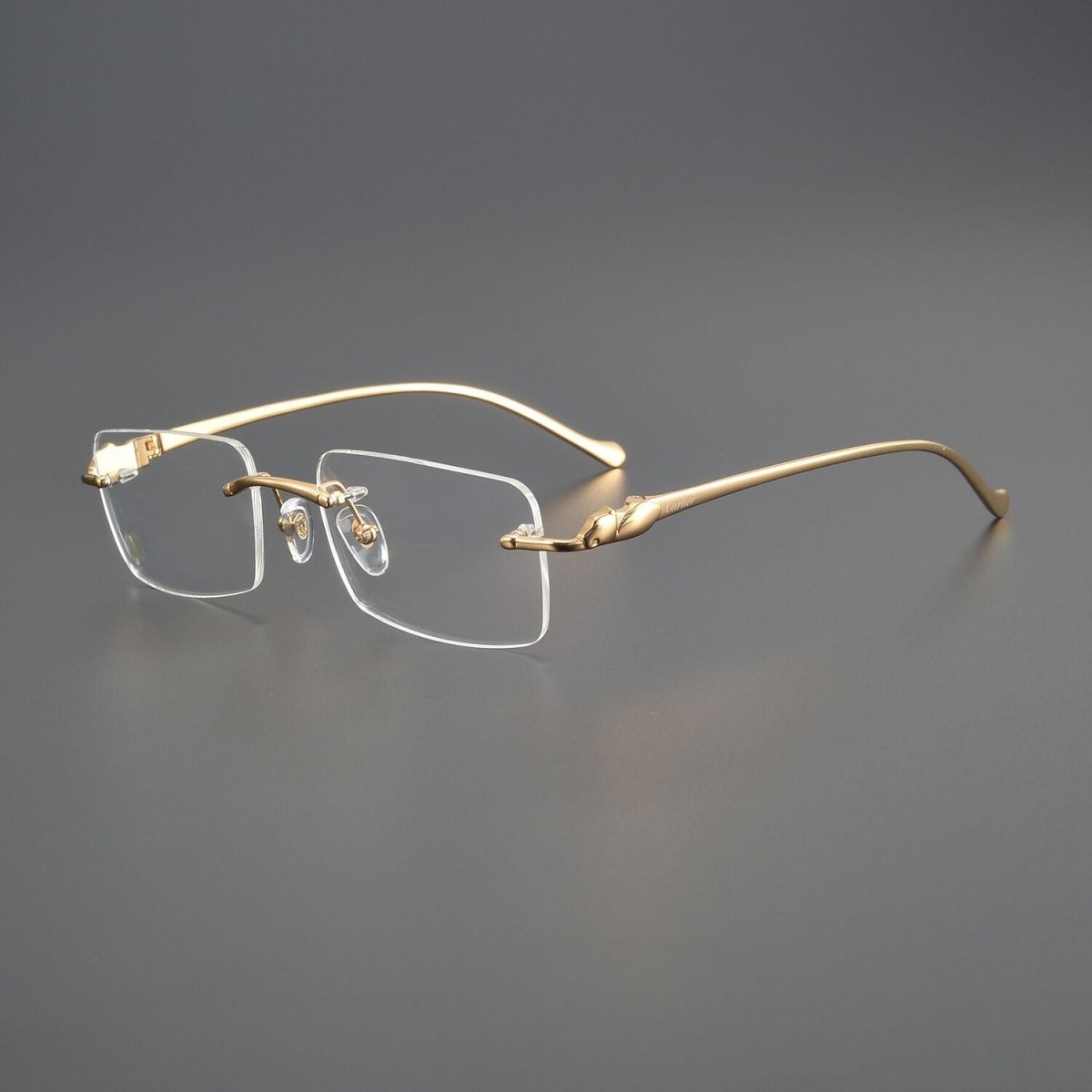 Pure Titanium Rimless Square Glasses with Panther Head Design | Premium Prescription Eyewear – CT0061O - HP eyeglasses