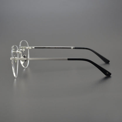 Retro Rimless Round Titanium Eyeglasses in Silver & Gold | Lightweight Aviator - Style Frame – CT0254O - HP eyeglasses