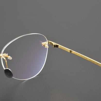 Retro Rimless Round Titanium Eyeglasses in Silver & Gold | Lightweight Aviator - Style Frame – CT0254O - HP eyeglasses