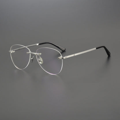 Retro Rimless Round Titanium Eyeglasses in Silver & Gold | Lightweight Aviator - Style Frame – CT0254O - HP eyeglasses