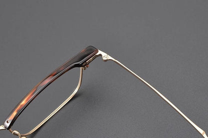 Retro Square Browline Glasses for Men & Women – Ultra - Light Pure Titanium Eyewear Frame | Handcrafted Black Browline Design - HP eyeglasses
