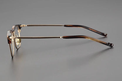 Retro Square Browline Glasses for Men & Women – Ultra - Light Pure Titanium Eyewear Frame | Handcrafted Black Browline Design - HP eyeglasses