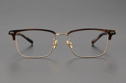 Retro Square Browline Glasses for Men & Women – Ultra - Light Pure Titanium Eyewear Frame | Handcrafted Black Browline Design - HP eyeglasses