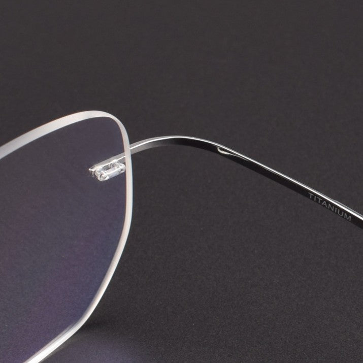 Screwless Pure Titanium Rimless Polygon Glasses | Ultra-Light Designer Optical Frame XW1816 - HP eyeglasses