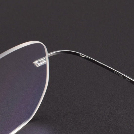 Screwless Pure Titanium Rimless Polygon Glasses | Ultra-Light Designer Optical Frame XW1816 - HP eyeglasses