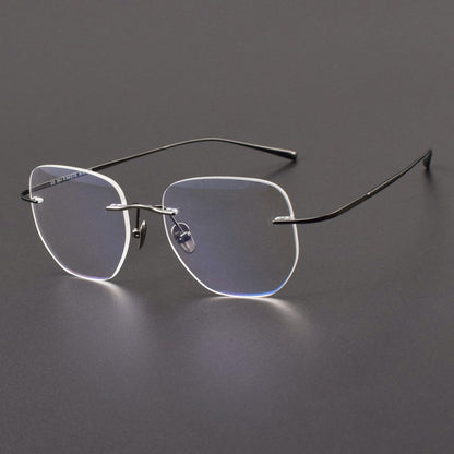 Screwless Pure Titanium Rimless Polygon Glasses | Ultra-Light Designer Optical Frame XW1816 - HP eyeglasses