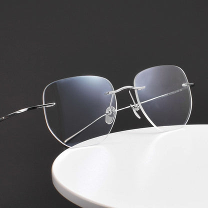 Screwless Pure Titanium Rimless Polygon Glasses | Ultra-Light Designer Optical Frame XW1816 - HP eyeglasses