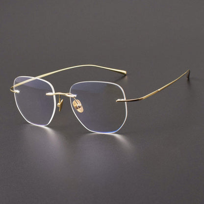 Screwless Pure Titanium Rimless Polygon Glasses | Ultra-Light Designer Optical Frame XW1816 - HP eyeglasses