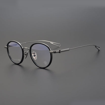 SEXCEL Handmade Vintage Round Glasses – Gothic Titanium Full Frame (47mm) - HP eyeglasses