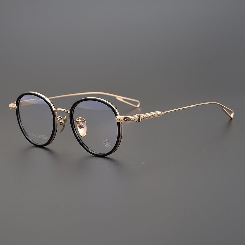 SEXCEL Handmade Vintage Round Glasses – Gothic Titanium Full Frame (47mm) - HP eyeglasses