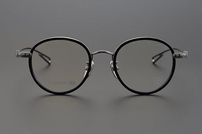 SEXCEL Handmade Vintage Round Glasses – Gothic Titanium Full Frame (47mm) - HP eyeglasses