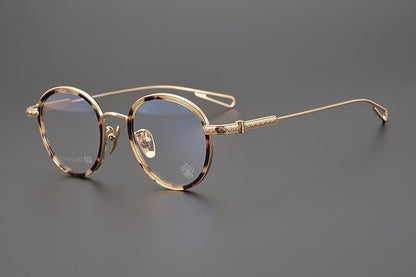 SEXCEL Handmade Vintage Round Glasses – Gothic Titanium Full Frame (47mm) - HP eyeglasses