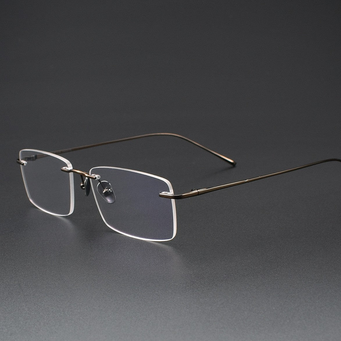Slim Rectangle Rimless Glasses | Ultra-Light Pure Titanium Gold Prescription Frame for Men & Women 52023 - HP eyeglasses