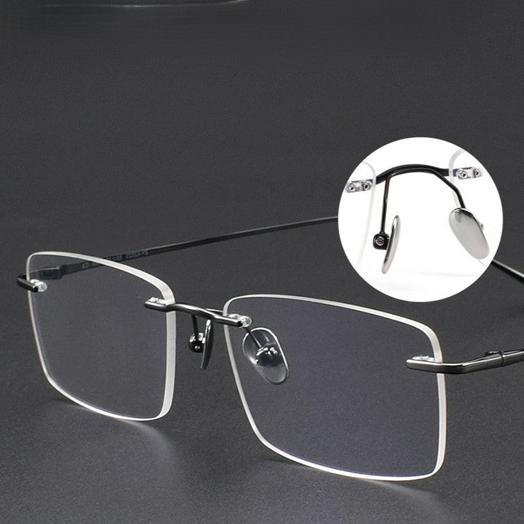 Slim Rectangle Rimless Glasses | Ultra-Light Pure Titanium Gold Prescription Frame for Men & Women 52023 - HP eyeglasses