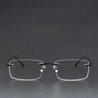 Slim Rectangle Rimless Glasses | Ultra-Light Pure Titanium Gold Prescription Frame for Men & Women 52023 - HP eyeglasses