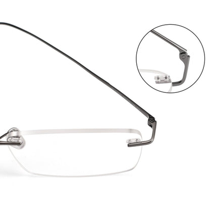 Slim Rectangle Rimless Glasses | Ultra-Light Pure Titanium Gold Prescription Frame for Men & Women 52023 - HP eyeglasses