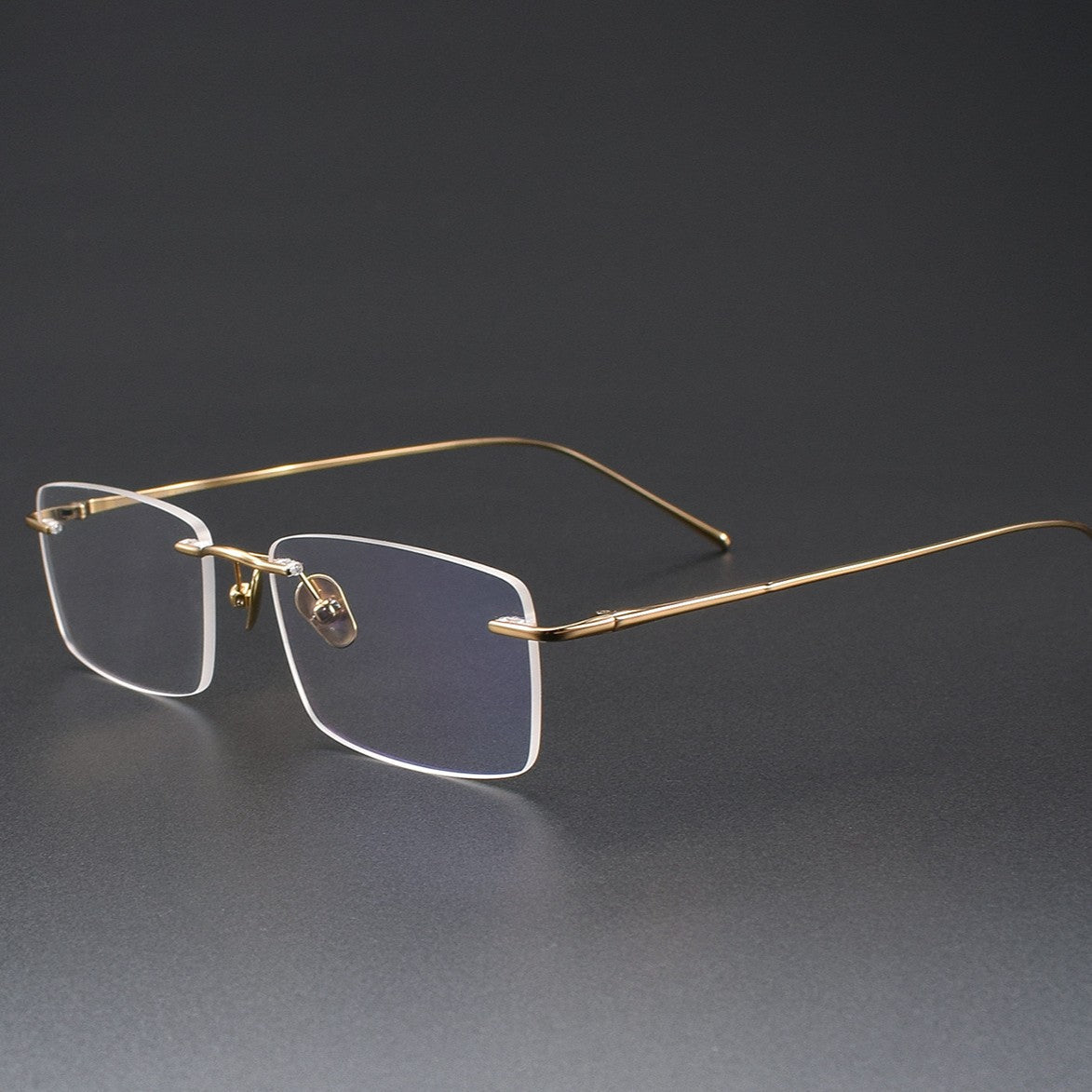 Slim Rectangle Rimless Glasses | Ultra-Light Pure Titanium Gold Prescription Frame for Men & Women 52023 - HP eyeglasses