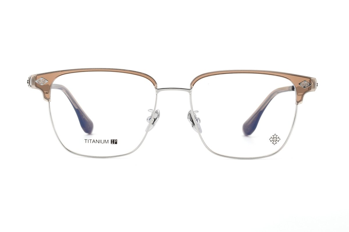 Square Browline Glasses Titanium Half Rim Eyeglasses Frame Browline Prescription Glasses for Men Women Business Optical Frame CH5526 - HP eyeglasses